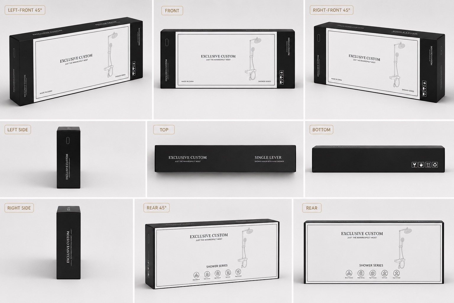 Premium black packaging for private label orders