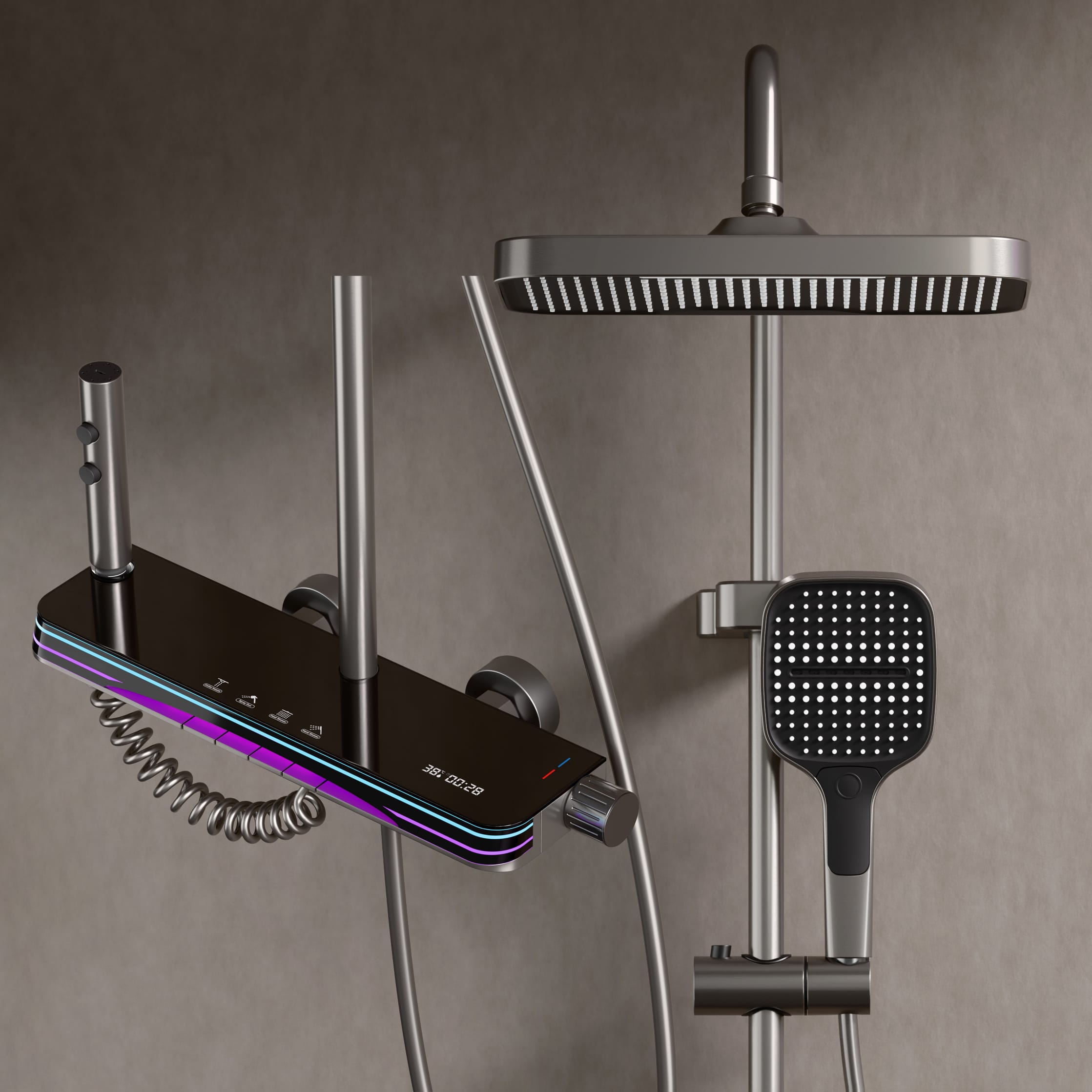 Dark finish hydropower LED shower system