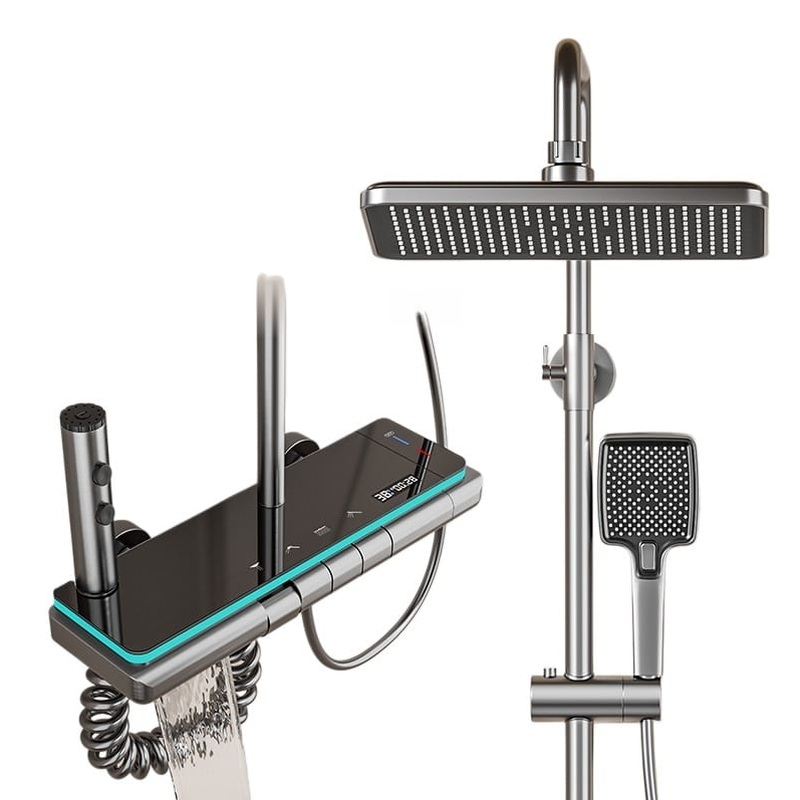 Matte Black Smart Thermostatic LED Rainfall Shower System – B2B Wholesale