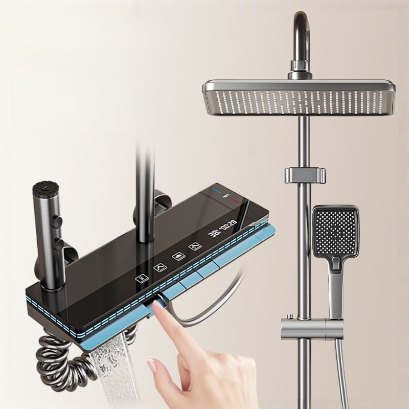Luxury Digital Thermostatic Shower System with Shelf & LED – Wholesale