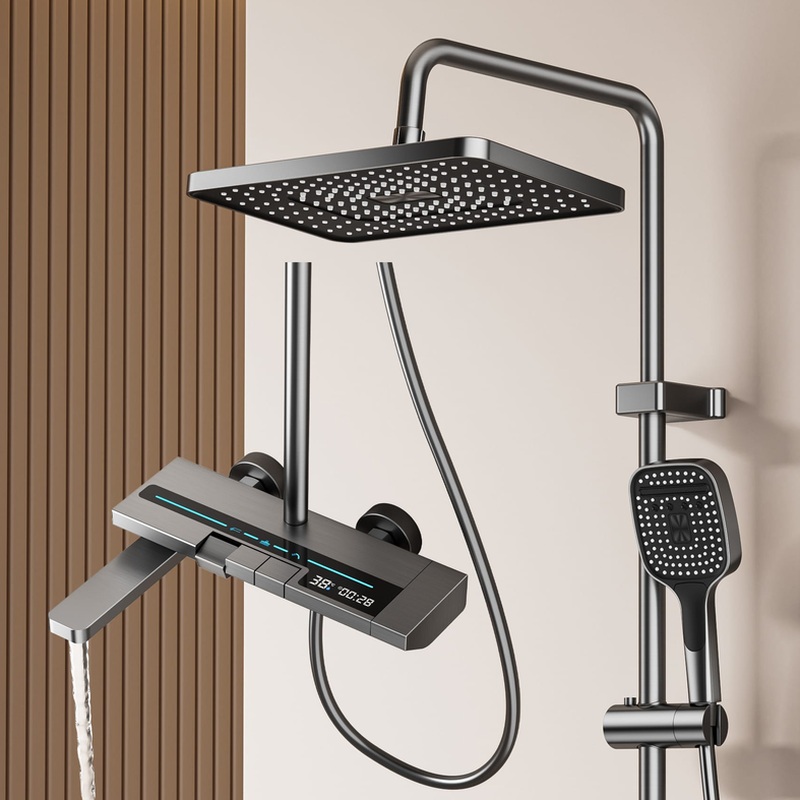 Luxury Gun Gray Digital Shower System – Rainfall & Handheld – Wholesale
