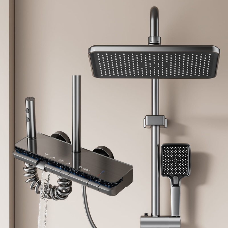 Luxury Digital Thermostatic Shower System – Gun Gray/Milky White Wholesale