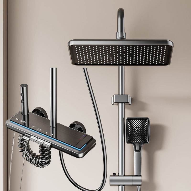 Luxurious Digital Thermostatic Shower System with Shelf – B2B