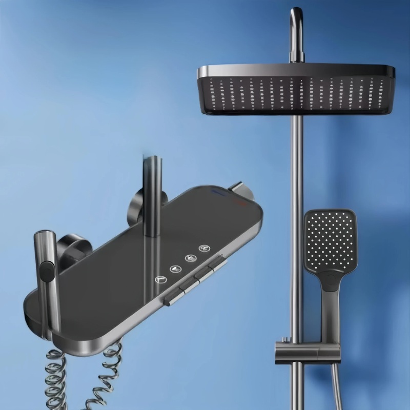 Matte Black Rainfall Shower System with Shelf & Handheld | B2B Wholesale