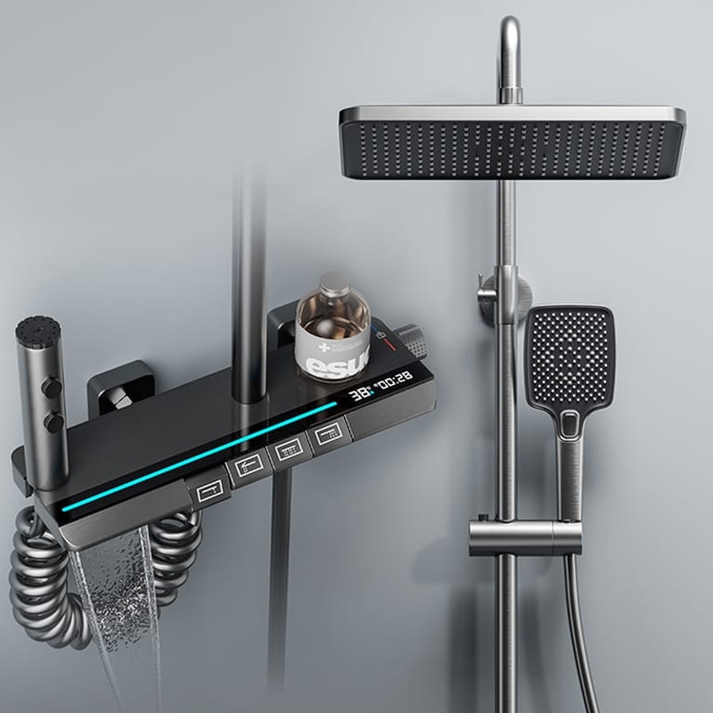 Gun Grey Smart Thermostatic Shower System Digital Display | Wholesale
