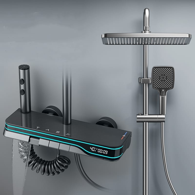 Smart Digital Thermostatic Shower System with Rainfall & Waterfall Spout