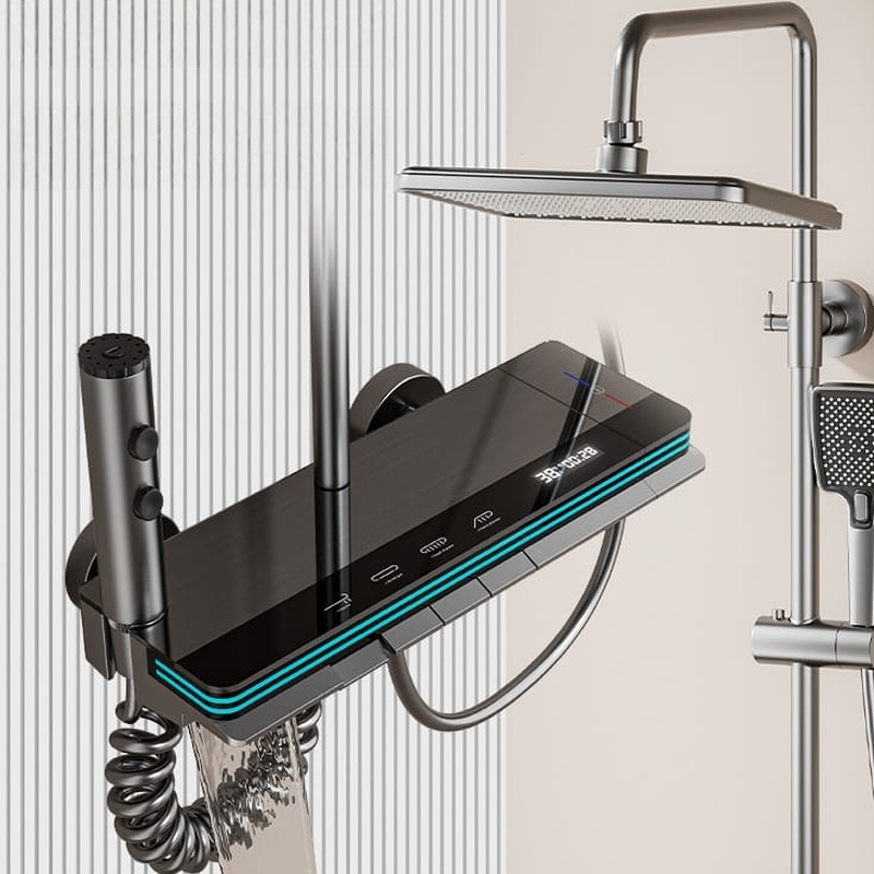 Luxury Gun Grey Smart Digital Shower System with Thermostatic Mixer