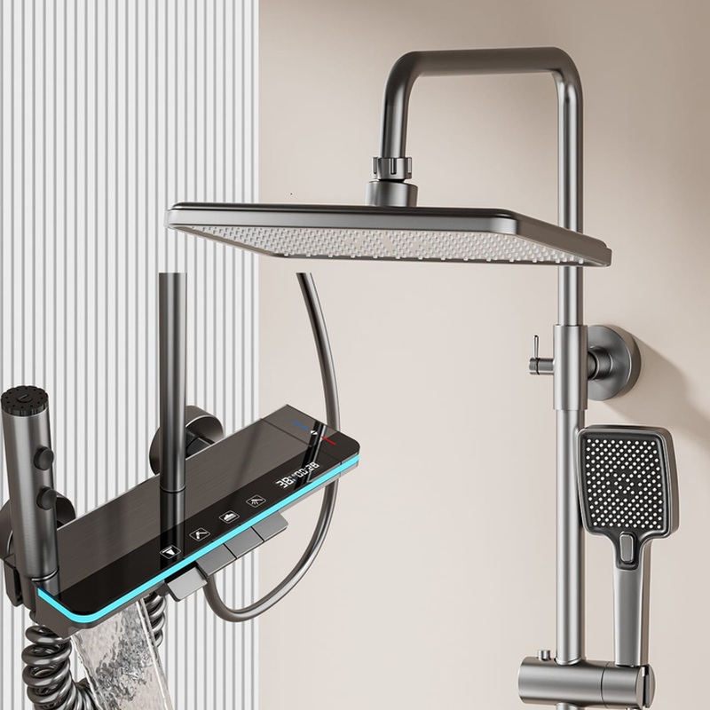 Gun Grey Smart Digital Rainfall Shower System