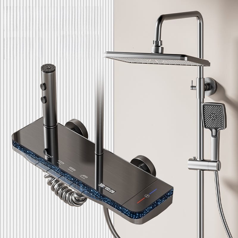 Luxury Digital LED Shower System with Integrated Shelf