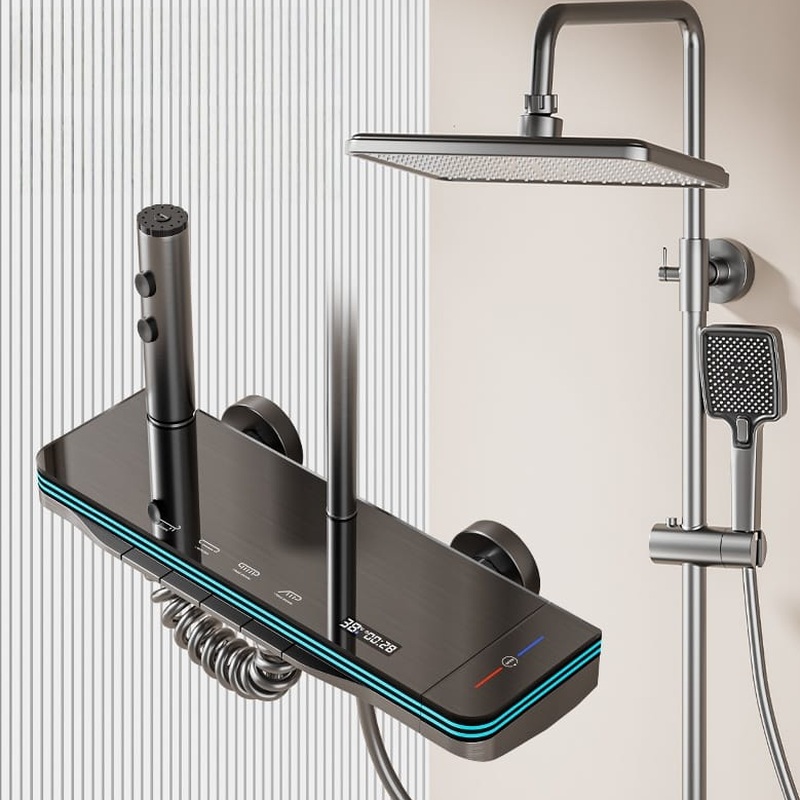 Luxury Digital LED Thermostatic Shower System with Waterfall Spout & Multi-Function Spray