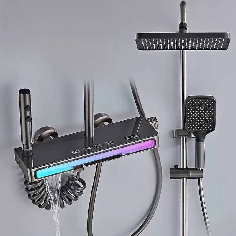 Luxury Gun Grey Digital Thermostatic Shower System with LED Display