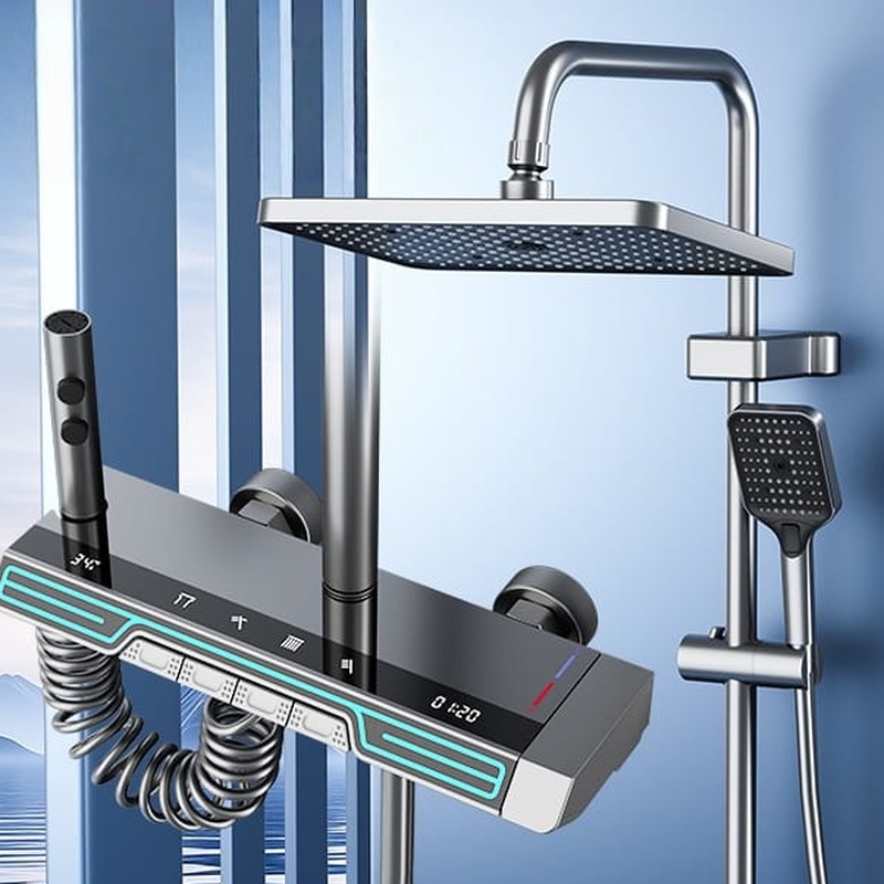 Luxury Digital Thermostatic Shower System with LED & Rainfall Head