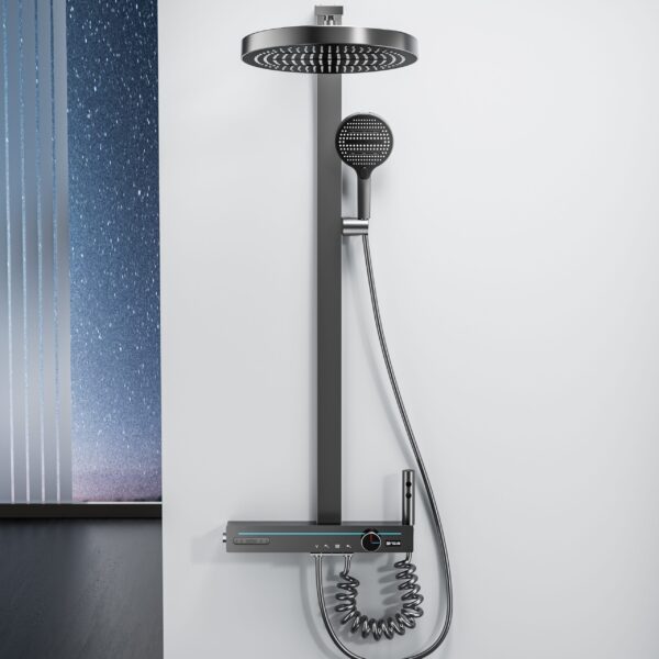 Smart Thermostatic Rainfall Shower System with LED Temperature Display Digital Shower Set with Handheld Spray