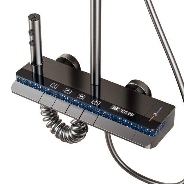 Smart Thermostatic LED Shower System with Digital Temperature Display – Rainfall Shower Set with Handheld Spray