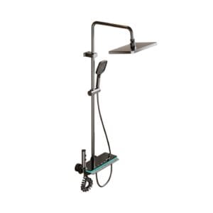 Aluminum Alloy LED Digital Rainfall Shower System with Waterfall Spout & Handheld Shower