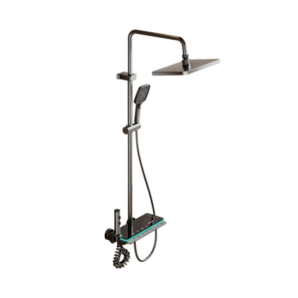 Aluminum Alloy LED Digital Rainfall Shower System with Waterfall Spout & Handheld Shower