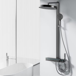 Premium Smart Thermostatic Rainfall Shower System – Matte Black Wholesale product image for B2B shower system sourcing