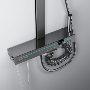 Premium Smart Thermostatic Rainfall Shower System – Matte Black Wholesale product image for B2B shower system sourcing