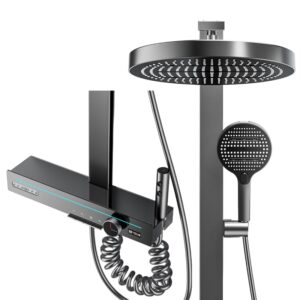 Smart Thermostatic Rainfall Shower System with LED Temperature Display Digital Shower Set with Handheld Spray