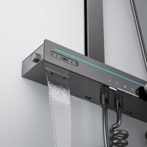 Premium Smart Thermostatic Rainfall Shower System – Matte Black Wholesale product image for B2B shower system sourcing