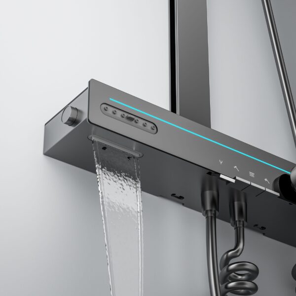 Smart Thermostatic Rainfall Shower System with LED Temperature Display Digital Shower Set with Handheld Spray
