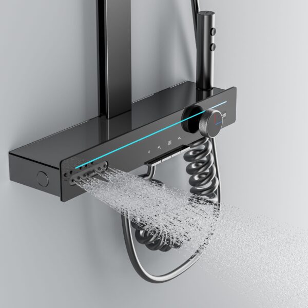 Smart Thermostatic Rainfall Shower System with LED Temperature Display Digital Shower Set with Handheld Spray