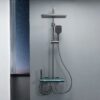 LED Digital Aluminum Rainfall Shower System with Waterfall Spout & Handheld Shower – Gun Grey / White