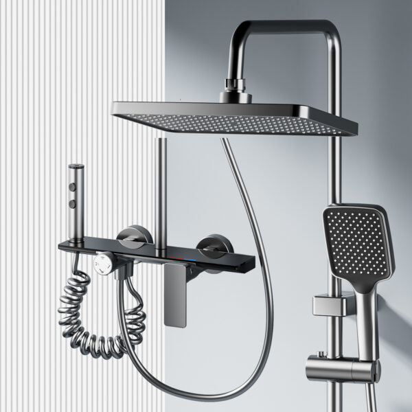 Aluminum Alloy Rainfall Shower System with Handheld Shower & Stainless Steel Rail