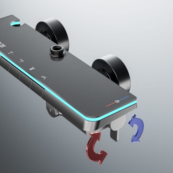 LED Digital Waterfall Rain Shower System with Handheld Shower & Shelf – Gun Grey / White / Cream White