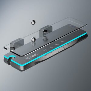 LED Digital Aluminum Rainfall Shower System with Waterfall Spout & Handheld Shower – Gun Grey / White product.