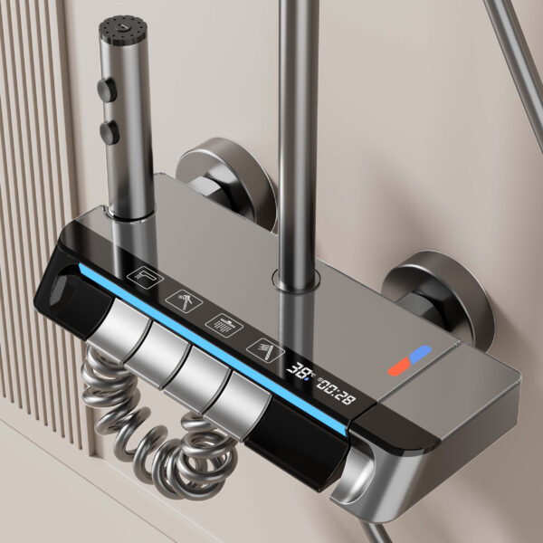 Hydropower LED Digital Display Shower System with Rainfall Head & Handheld Shower – Aluminum Alloy Bathroom Set
