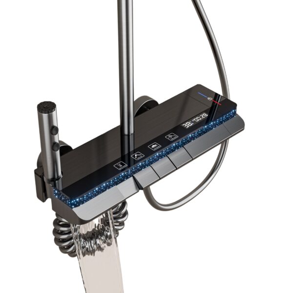 Smart Thermostatic LED Shower System with Digital Temperature Display – Rainfall Shower Set with Handheld Spray