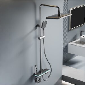LED Digital Waterfall Rain Shower System with Handheld Shower & Shelf product image for B2B shower system sourcing