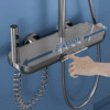 Rainfall Shower System with Storage Shelf and Handheld Shower