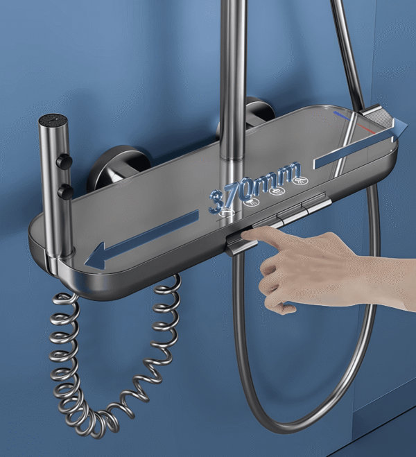Rainfall Shower System with Storage Shelf and Handheld Shower