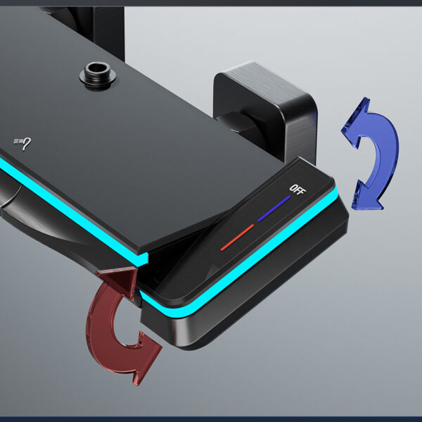 LED Digital Aluminum Rainfall Shower System with Waterfall Spout & Handheld Shower – Gun Grey / White