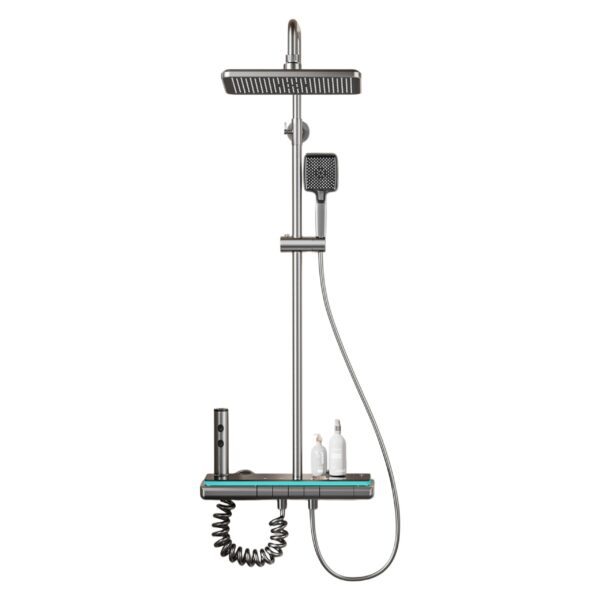 Smart Thermostatic LED Shower System with Digital Temperature Display Rainfall Shower Set with Handheld Spray