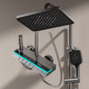 Aluminum Alloy LED Digital Rainfall Shower System with Waterfall Spout & Handheld Shower