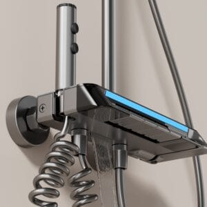 Hydropower LED Digital Display Shower System with Rainfall Head & Handheld Shower – Aluminum Alloy Bathroom Set.