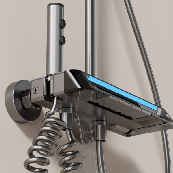 Hydropower LED Digital Display Shower System with Rainfall Head & Handheld Shower – Aluminum Alloy Bathroom Set