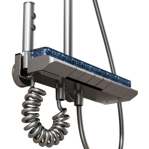 Smart Thermostatic LED Shower System with Digital Temperature Display – Rainfall Shower Set with Handheld Spray