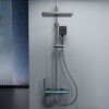 Aluminum Alloy LED Digital Rainfall Shower System with Waterfall Outlet & Handheld Shower