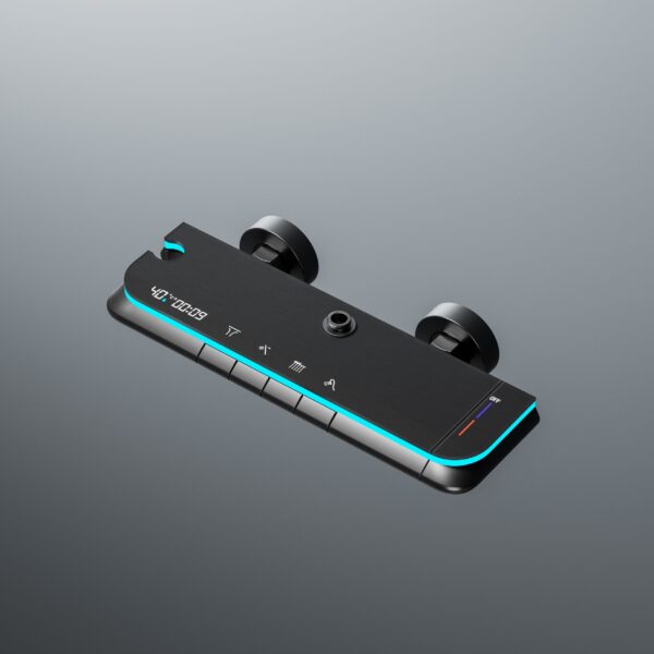 Aluminum Alloy LED Digital Rainfall Shower System with Waterfall Outlet & Handheld Shower