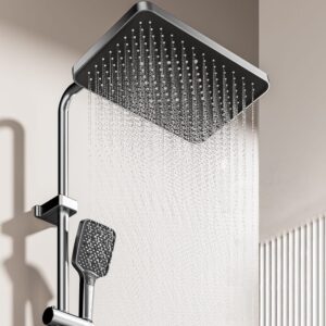 Hydropower LED Digital Display Shower System with Rainfall Head & Handheld Shower – Aluminum Alloy Bathroom Set.