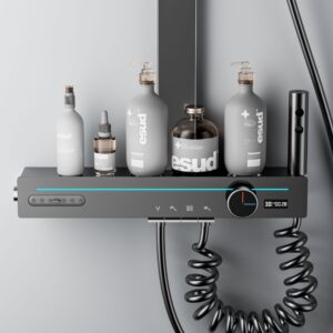 Premium Smart Thermostatic Rainfall Shower System – Matte Black Wholesale product image for B2B shower system sourcing