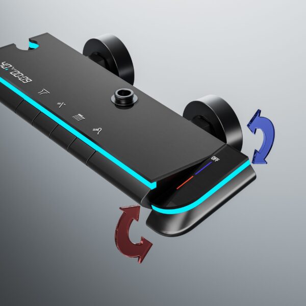 Aluminum Alloy LED Digital Rainfall Shower System with Waterfall Outlet & Handheld Shower