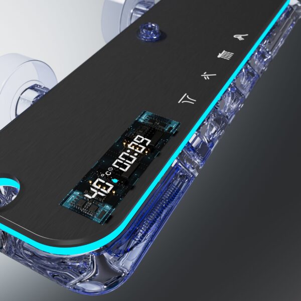 Aluminum Alloy LED Digital Rainfall Shower System with Waterfall Outlet & Handheld Shower