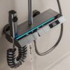 LED Thermostatic Rainfall Shower System with Digital Temperature Display Ambient Light Shower Set with Handheld Spray and Bidet Sprayer
