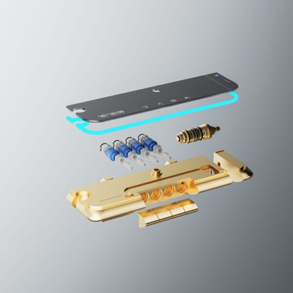 Aluminum Alloy LED Digital Rainfall Shower System with Waterfall Outlet & Handheld Shower