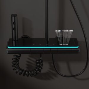 Matte Black Smart Thermostatic LED Rainfall Shower System – B2B Wholesale product image for B2B shower system sourcing